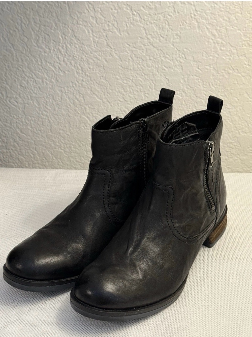 Josef Seibel Sanja 20 Black Leather Ankle Boots Women EU 38 Zip Comfort US 7.5